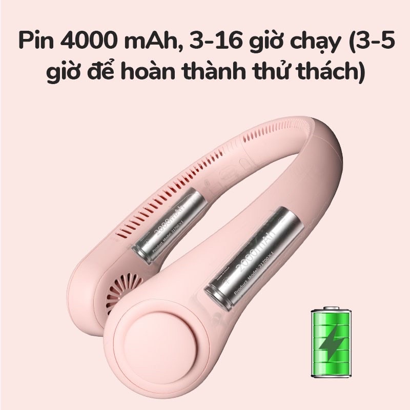 QUẠT ĐEO CỔ MINI KHÔNG CÁNH 3 CHẾ ĐỘ QUẠT SIÊU MÁT
