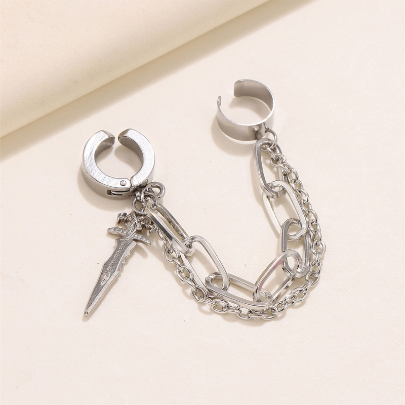 Khuyên Kẹp Vành Tai Hai Lớp Tua Rua Không Cần Xỏ Lỗ Cho Nữ