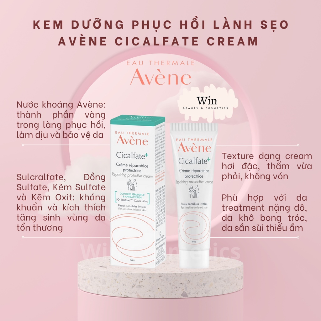 Kem dưỡng phục hồi hỗ trợ lành sẹo Avene Cicalfate Restorative Skin Cream chống kích ứng làm dịu sau laser