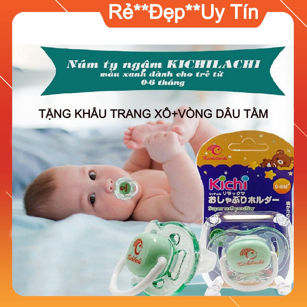 Núm Vú giả Cho Bé Kichilachi, ti giả cho bé 100% Silicone Cao Cấp, siêu mềm, không chứa BPA an toàn cho bé Omachi Shop