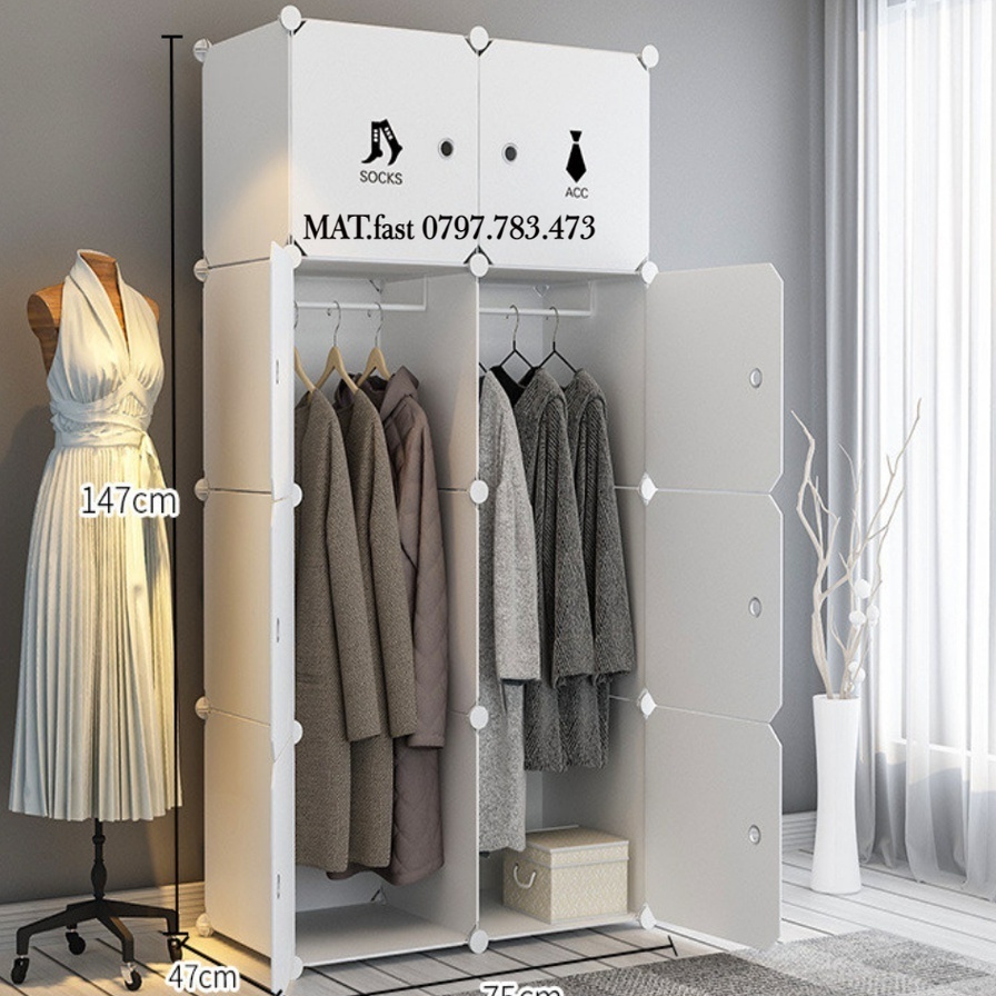 [ MỚI VỀ ] TỦ NHỰA LẮP GHÉP GIÁ RẺ 8 Ô QUẦN ÁO ĐA NĂNG TẶNG THANH TREO