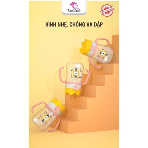Bình Nước, Bình Ống Hút Kichi 240ml nhựa đẹp (bình vương miện)