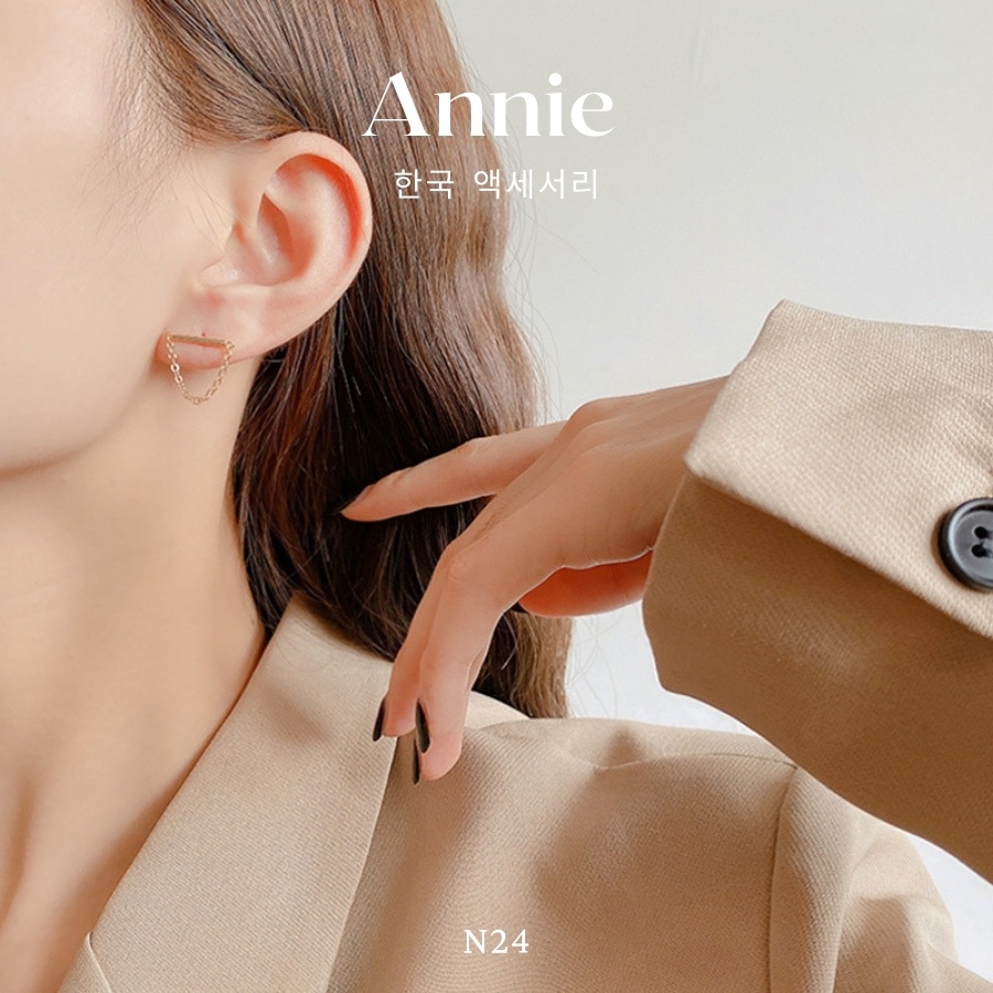 Bông tai sợi vàng mắt xích nhỏ phong cách cá tính hiện đại ANNIE - A62