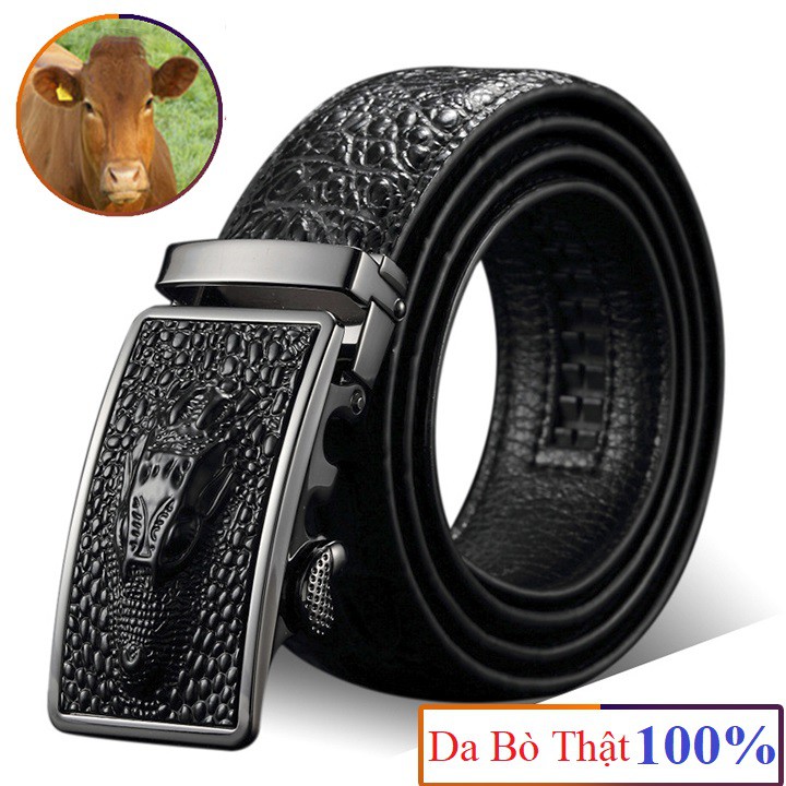 [Da Bò Thật 100%] Bảo Hành 1 Năm - Dây Nịt Thắt Lưng Nam Da Bò Thật Vân Cá Sấu Cao Cấp Thời Trang TM - R7