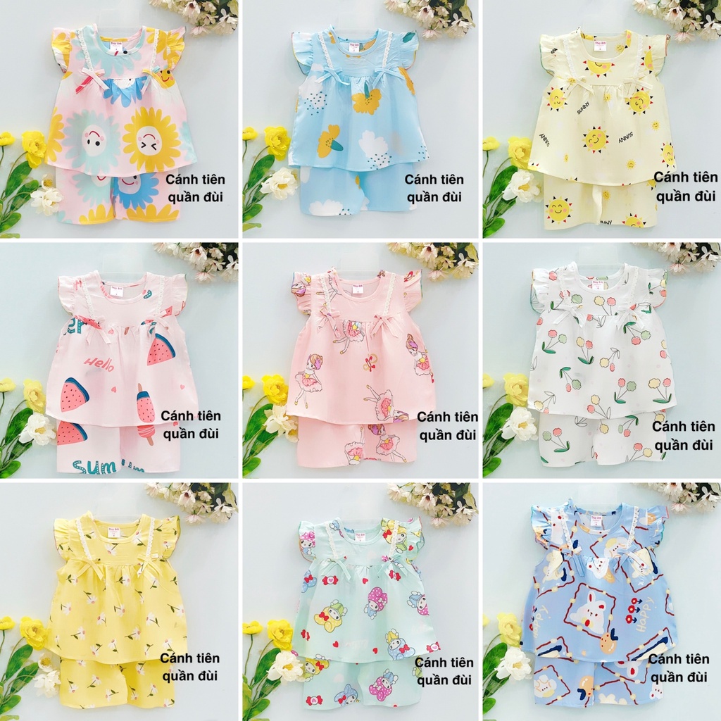 Bộ TOLE, LANH CÁNH TIÊN QUẦN ĐÙI BE GÁI - chất vải tole, lanh 2 da mem, mịn không co rút