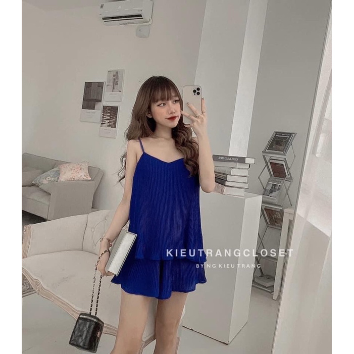 Đồ Bộ Thun 2 Dây Dập Ly Cổ Tim Quần Đùi | BigBuy360 - bigbuy360.vn