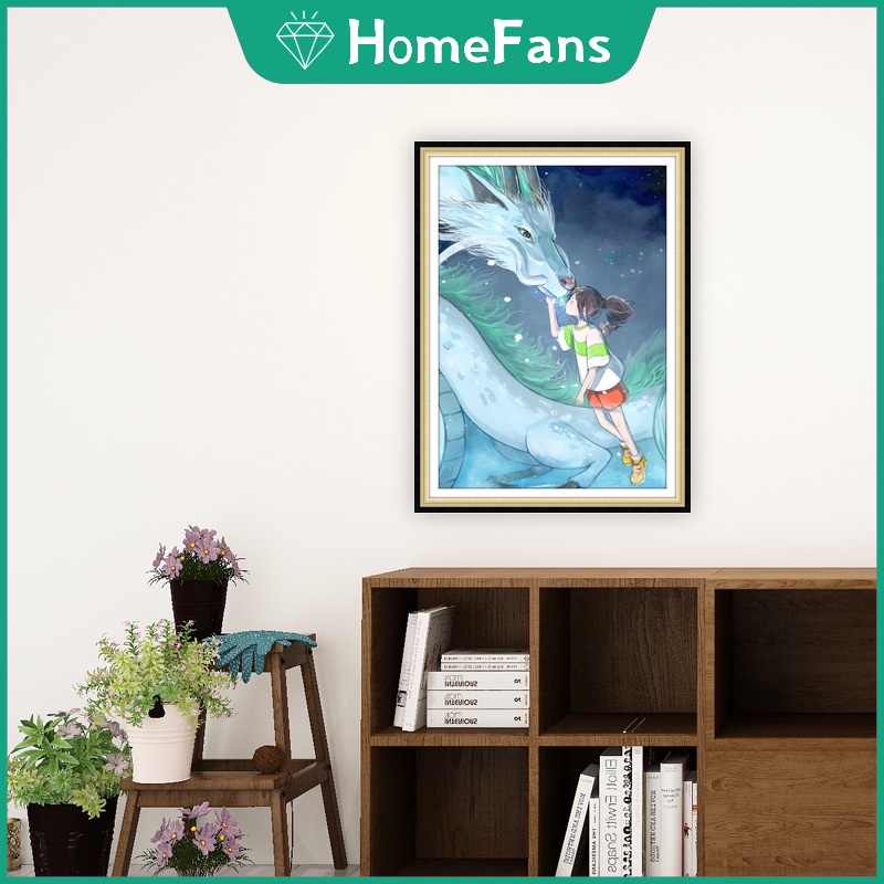 Bộ Tranh Đính Đá 5D Tự Làm Hình Anime Spirited Away 30x40cm / 40x50cm
