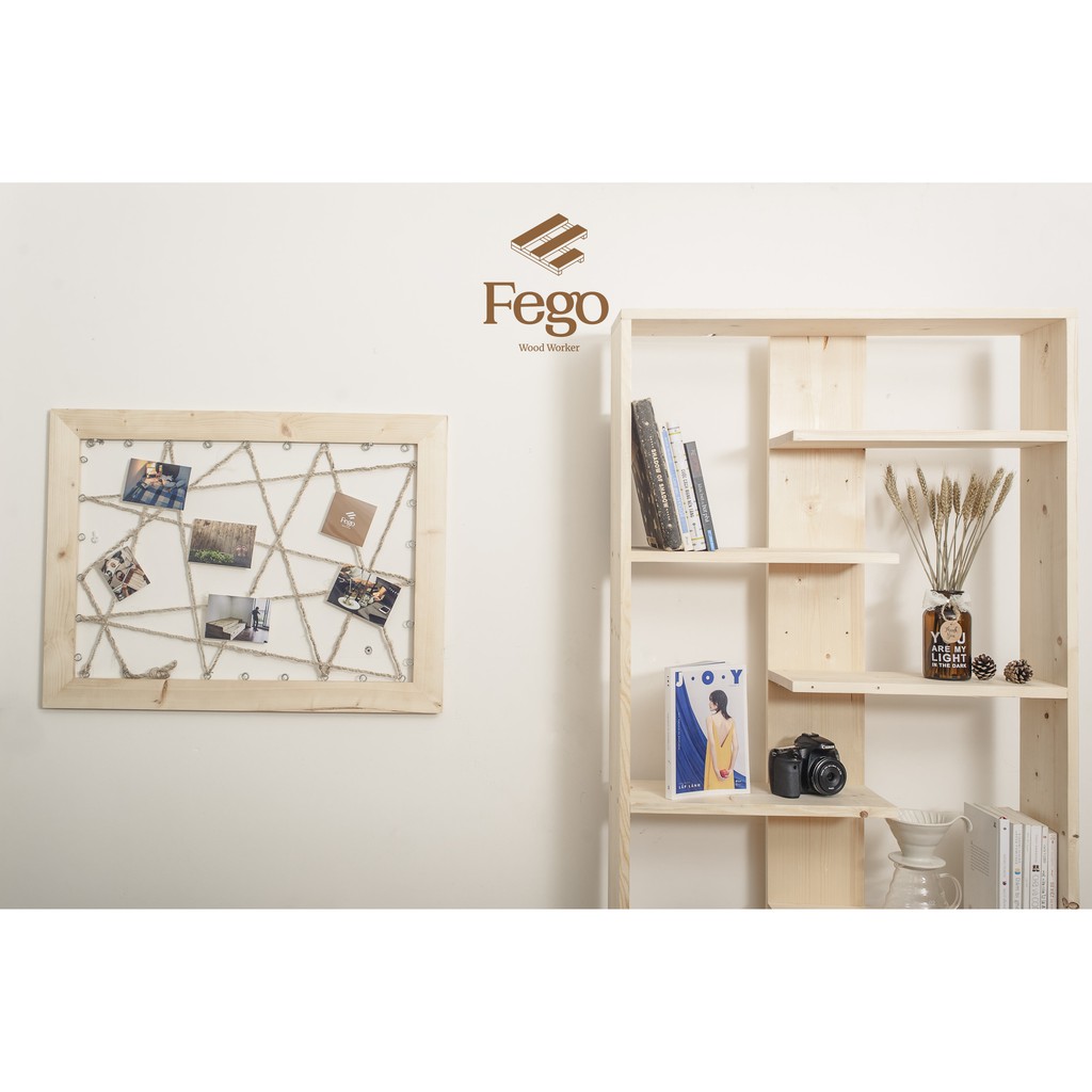 [FREESHIP HN] Giá sách gỗ 5 tầng / kệ để trang trí phòng khách, trưng bày FEGO0023