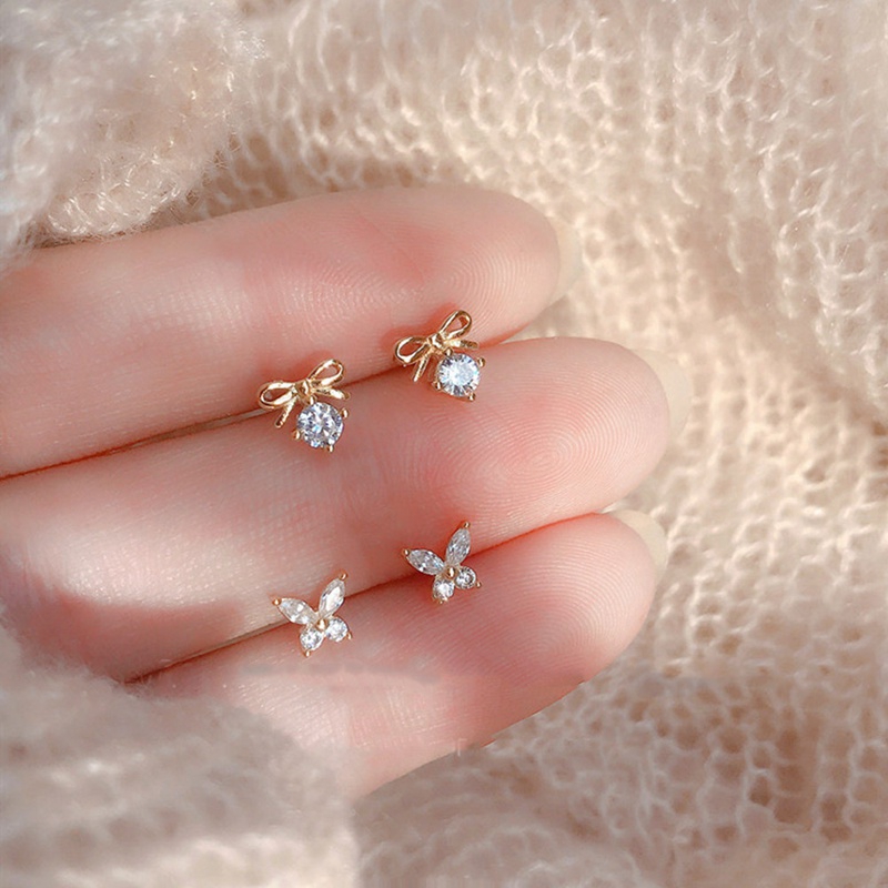 Khuyên Tai Đính Đá Zircon Đơn Giản Thời Trang Mới Cho Nữ