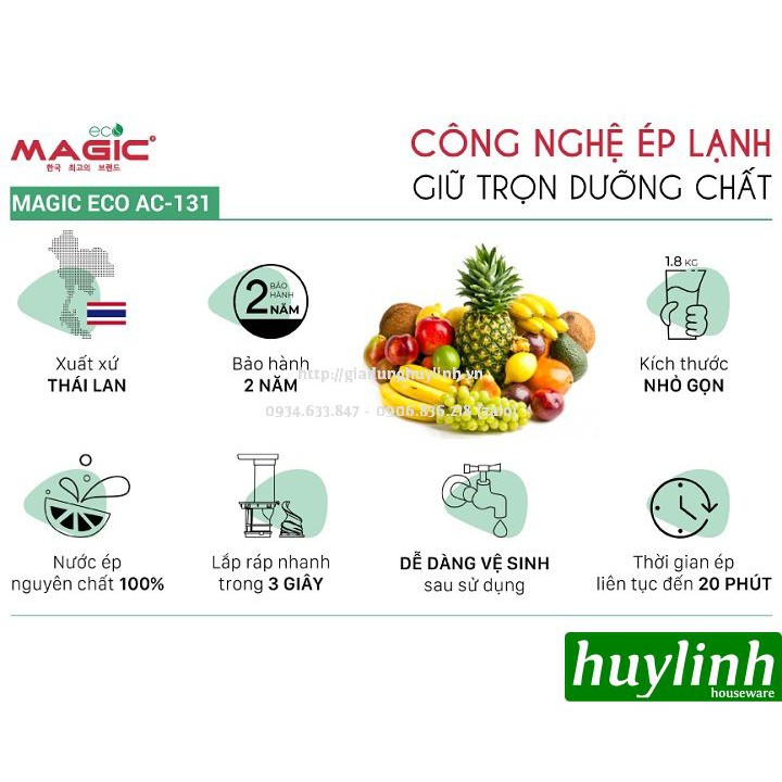 [Mã ELHAMS5 giảm 6% đơn 300K] Máy ép trái cây chậm Magic ECO AC-131 - Made in Thái Lan