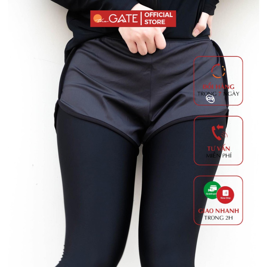 Quần bơi dài 2 lớp Ara legging tập nữ màu đen