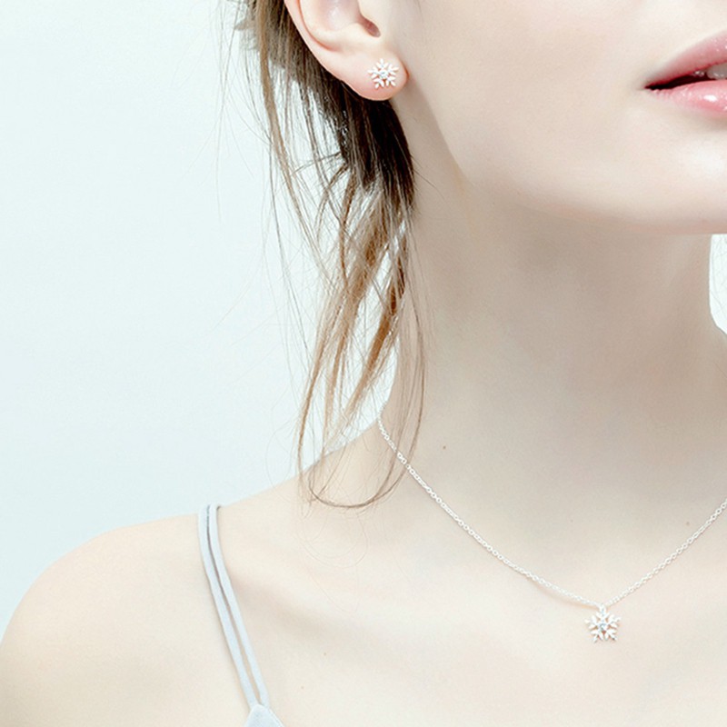 Dây chuyền bạc S925 Ý mặt Nữ Bông Tuyết Trắng, dành cho nữ  AT2043A - ANTA Jewelry