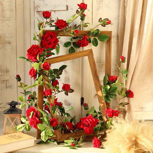 Hoa hồng dây leo, hoa nhân tạo trang trí nội, ngoại thất đẹp