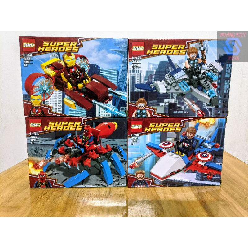 Đồ chơi Lego SUPER HEROES ZIMO ZM535 CAPTAIN AMERICA,SPIDER-MAN,THOR,IRON MAN MK50