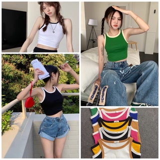 Áo ba lổ croptop. Áo ba lổ croptop phối viền nhiều màu