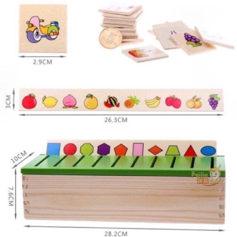 (YÊU THÍCH) Bộ đồ chơi thả hình theo chủ đề 80 chi tiết bằng gỗ tự nhiên
