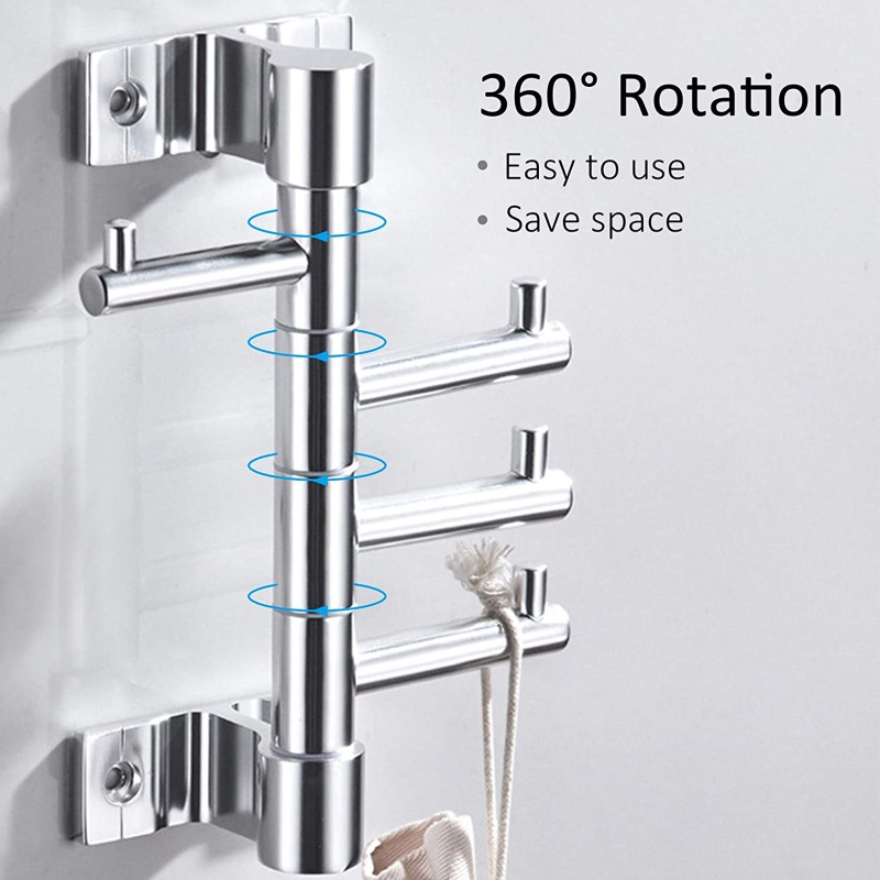 Móc Treo Áo Khoác Xoay Được 3 / 4 Móc Đa Năng Sáng Tạo Cho Nhà Bếp Nhà Tắm