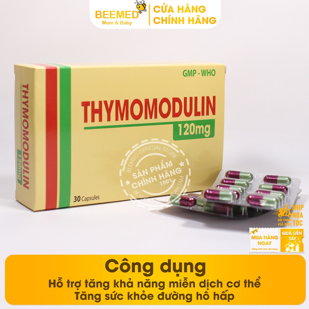 Thymodulin giúp nâng cao sức khỏe, Tăng sức đề kháng, giảm mệt mỏi từ Thymomodulin 120mg - hộp 30v  hàm lượng cao