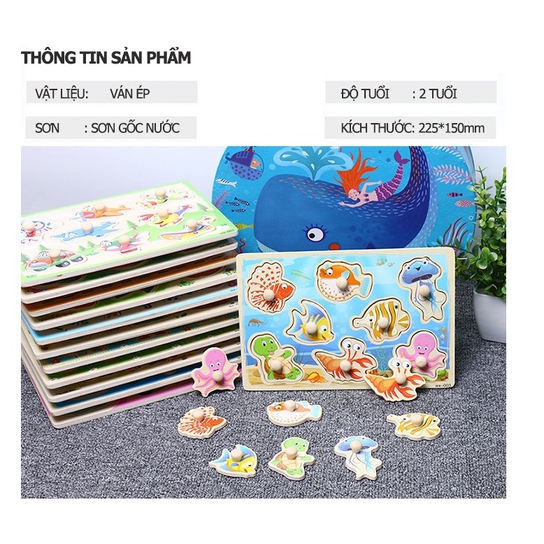 Đồ chơi bảng ghép gỗ có núm cầm loại 1, hàng đẹp, chắc chắn cho bé Gôn đồ chơi