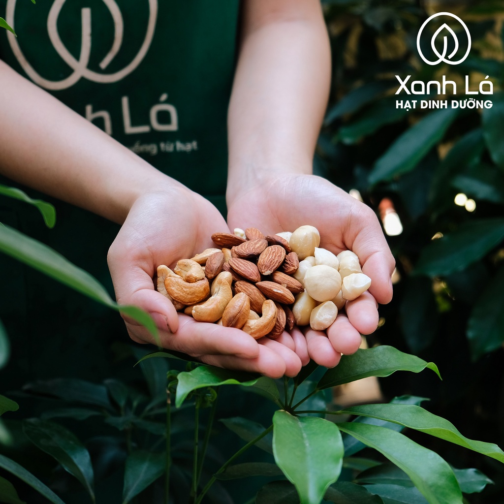 Hạt Dinh Dưỡng Mix 3 Siêu Hạt (macca, hạnh nhân, hạt điều) loại A cao cấp Xanh Lá