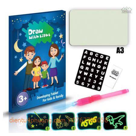Bảng vẽ 3D dạ quang phát sáng