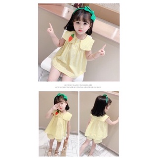Bộ bé gái - bộ kẻ caro cổ áo thêu siêu đáng yêu bé gái 1-5t