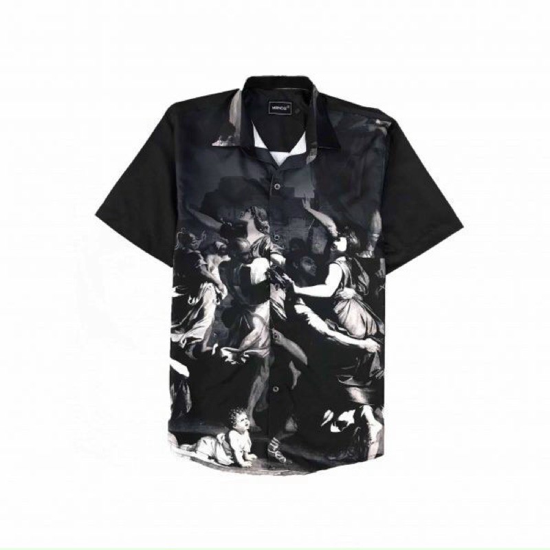 Áo sơmi hoạ tiết tranh Hy Lạp 2 cổ vest #MENDE#