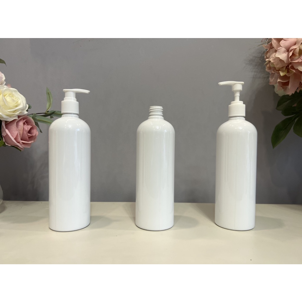 Chai Nhựa Pet 500ml Trắng Sứ Chiết Mỹ Phẩm, Dầu Gội, Sữa Tắm, Dung Dịch, Nắp Vặn, Xịt Phun sương