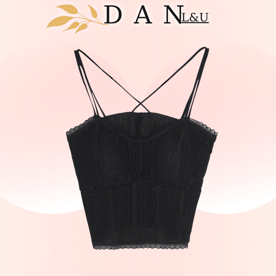 Áo Ngực Croptop Đan Dây Sexy Chất Ren Mềm Mại Đệm Mút Nâng Ngực DAN L&amp;U 9919