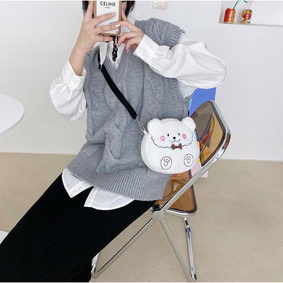 Túi Đeo Vai Bằng Lông Cừu Thời Trang Mùa Thu Đông Nhật Bản Dễ Thương Dành Cho Nữ