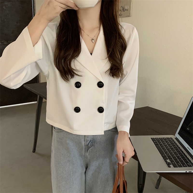 SUXI Áo Khoác Blazer Nữ Dài Tay Cài Nút Thời Trang Hàn Quốc Mới
