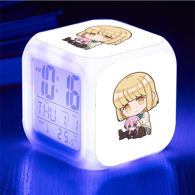 Đồng hồ báo thức để bàn IN HÌNH Shikimori-san Bạn gái tôi không chỉ dễ thương đèn LED đổi màu anime chibi xinh xắn