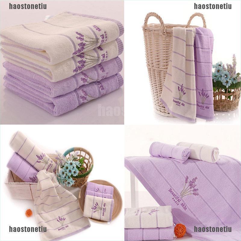 (tiu) Khăn Tắm / Tay Cotton Mềm Mại Thêu Hoa Oải Hương Thơm