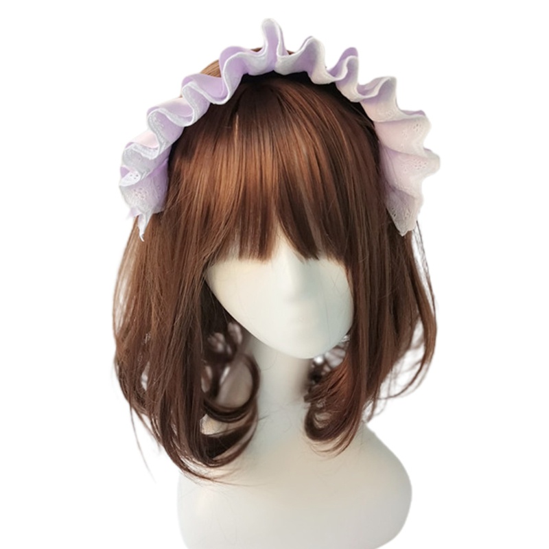 Băng Đô Vải Satin Phối Ren Bèo Nhún Hóa Trang Cô Hầu Gái Phong Cách Gothic Lolita