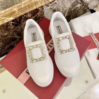giày lười cho nữ Roger Vivier da thật cao cấp mặt đính đá siêu sang
