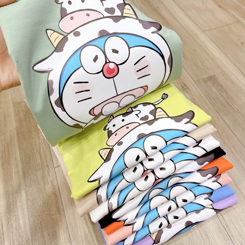 Áo Thun PHÔNG NAM NỮ UNISEX IN MÈO MÁY Ú DORAEMON