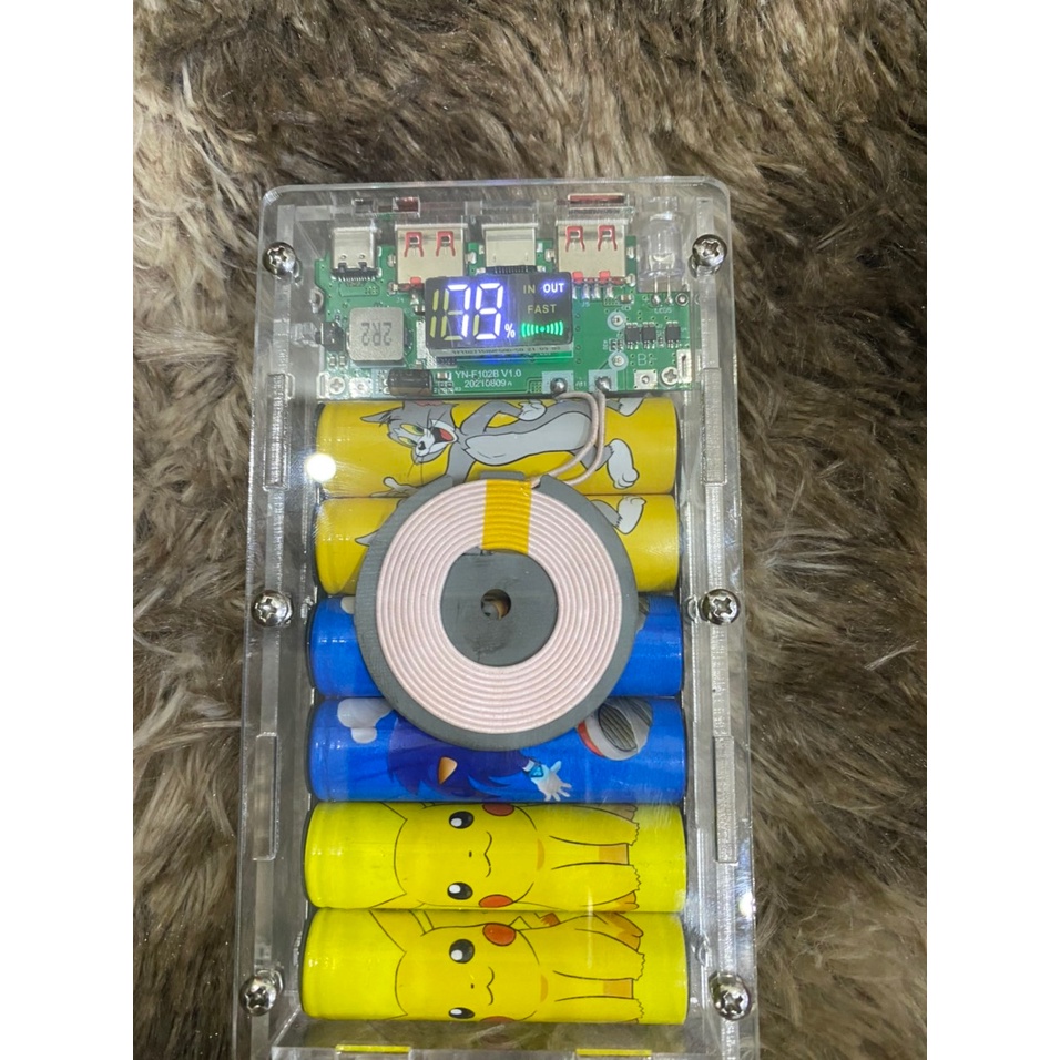 Mạch Sạc dự phòng KHÔNG DÂY D.I.Y cho box mica, Type C, Micro USB, Lightning, 2 cổng Sạc nhanh 3.0. BN.