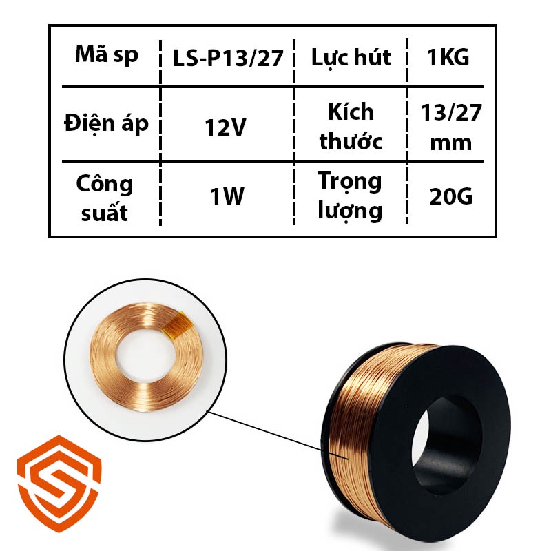 Nam châm điện LS-P13/27 DC12V 1KG