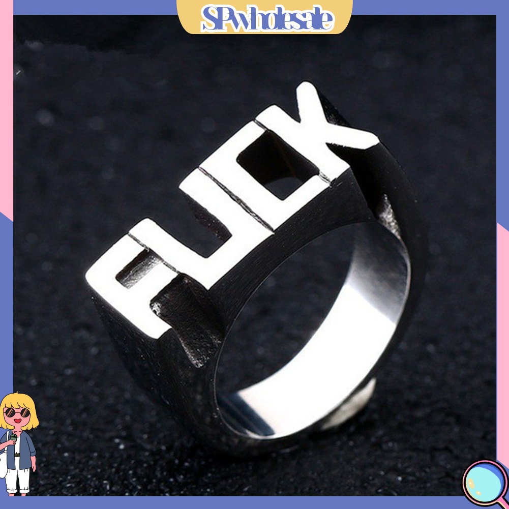 {SPwholesale} Nhẫn thép không gỉ hình chữ cái thời trang hiphop