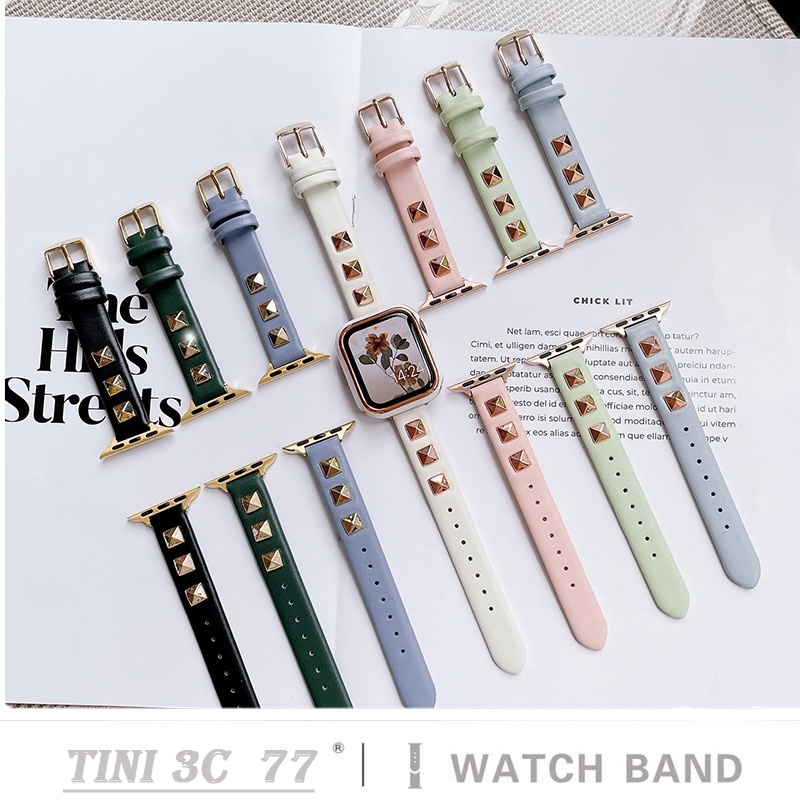 Dây đeo bằng da thật cho đồng hồ thông minh Apple Watch Series IWatch 7 / 6 / 5 / 4 / 3 /SE 44mm / 40mm / 42mm / 38mm /41mm / 45mm