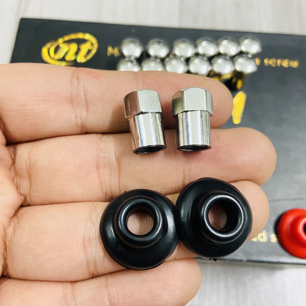 (ĐƠN GIẢN LÀ ĐẸP) COMBO NẮP VAN VÒI XE MÁY NHÔM VÀ TÁN CAO SU VAN VÒI GẮN XE MÁY