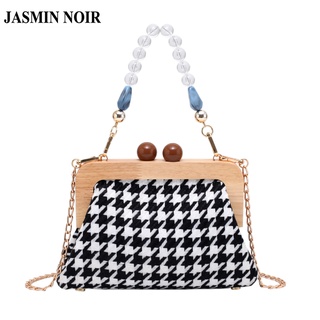 Túi Đeo Vai JASMIN NOIR Gỗ Mây Phối Dây Xích Kiểu Gấp Cỡ Nhỏ Thời Trang Nữ