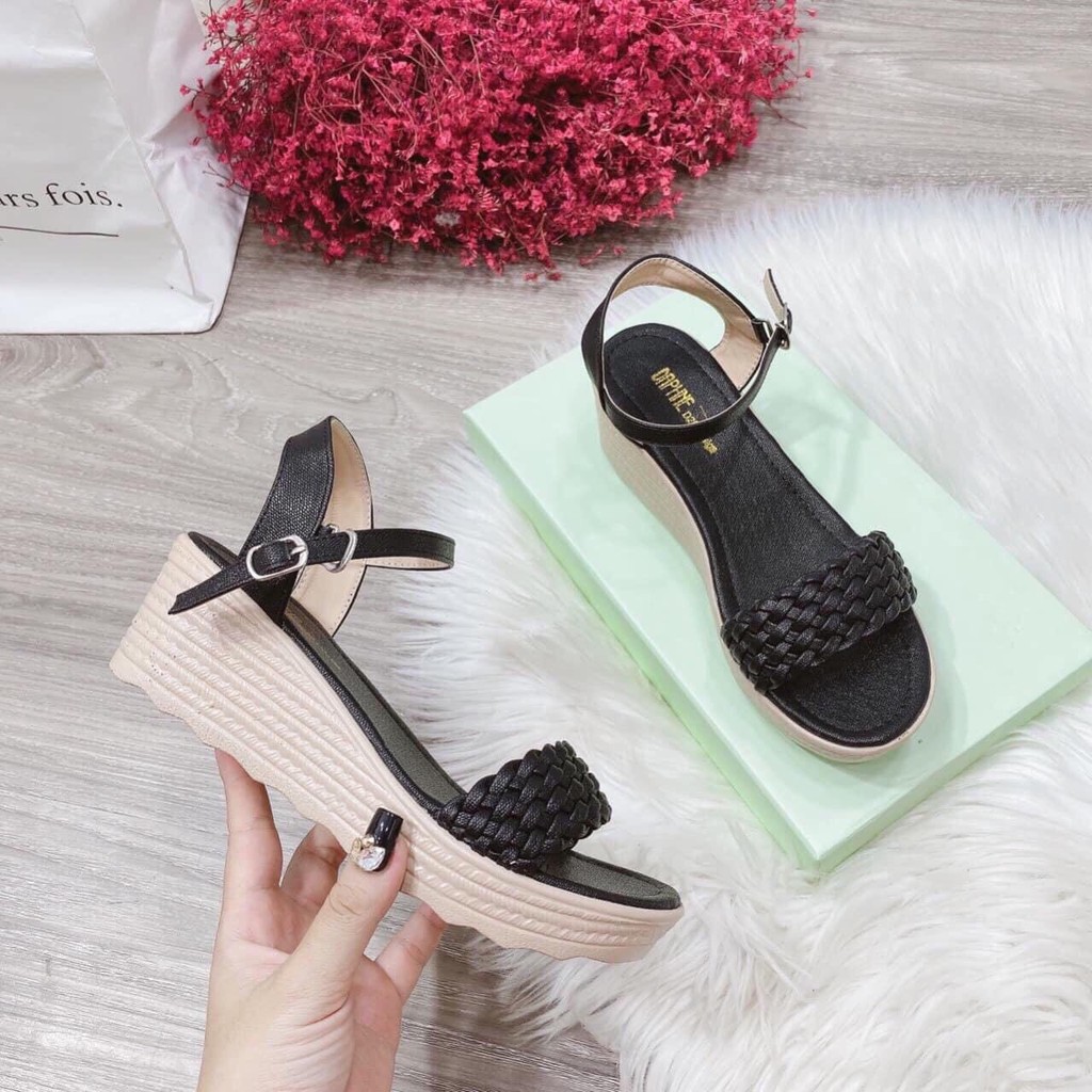 [ ẢNH THẬT ] Sandal đế xuồng quai đan mây cực đẹp, giầy cao gót đế xuồng giá rẻ, SDC001 - Teen Teen Shop.