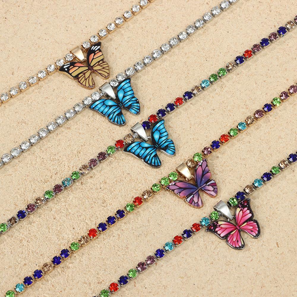 BSUNS Lắc Chân Đính Đá Hình Bướm Phong Cách Boho Thời Trang Đi Biển Mùa Hè