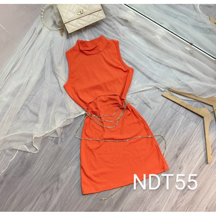 Đầm khoét eo phối xích chất vải Borip Cam Kết Hàng Y Hình Kèm Ảnh Thật Chính Chủ ( Size từ 40-53kg )