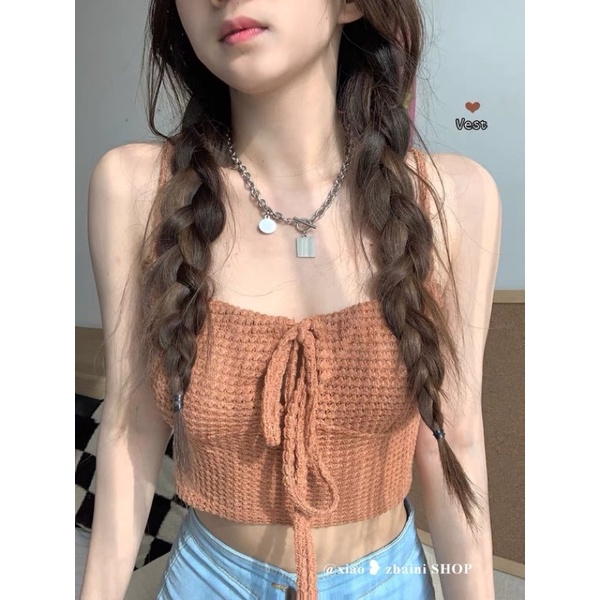 [RIM.store] Áo hai dây nơ phong cách teen âu mĩ sexy năng động phù hợp đi biển no bra crotop hot trend áo ống