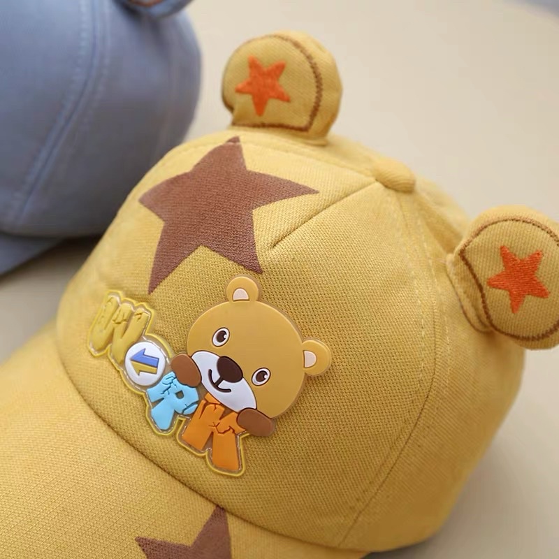 Mũ lưỡi trai cho bé trai bé gái thêu gấu chữ sao tai nơ , phù hợp 5 tháng - 4 tuổi