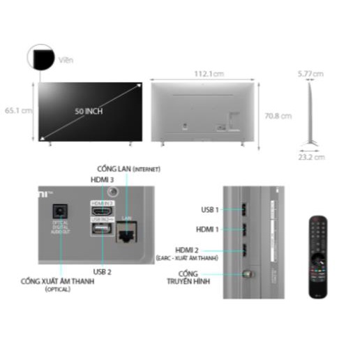 Tivi LG 50 Inch 4K 50NANO77TPA ThinQ AI - Model 2021 -Smart Nanocell  [Giá Siêu Rẻ] | BigBuy360 - bigbuy360.vn