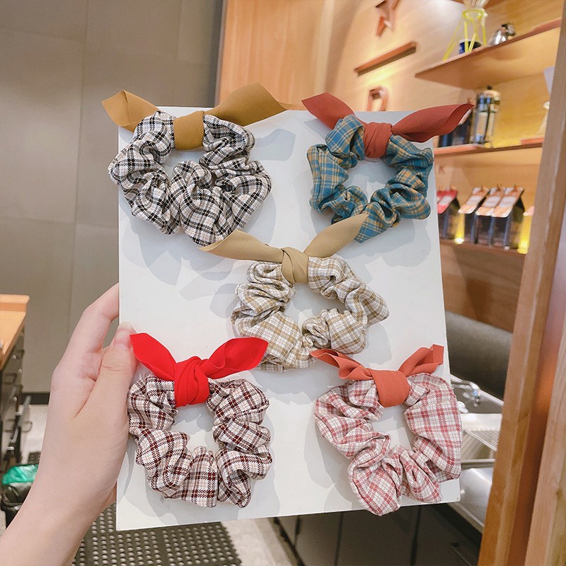 Dây Buộc Cột Tóc Scruchies Caro Vải Đính Nơ Dễ Thương Cute Phong Cách Hàn Quốc DC43 JOLY