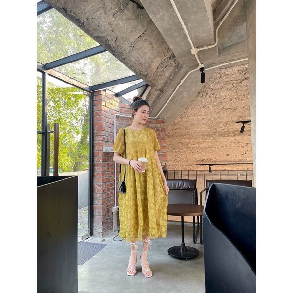 Đầm Hoa Dập Nhăn Dáng Babydoll Phong Cách Hàn Quốc Nhẹ Nhàng Nữ Tính Có Sẵn 3 Gam Màu HOT Năm Nay